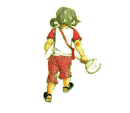 Kids drawing on post cards as stickers. sticker #12286566