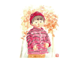 Kids drawing on post cards as stickers. sticker #12286573