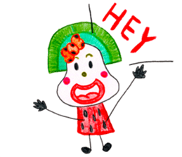 hand-drawing watermelon girl sticker #12300798