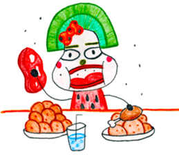 hand-drawing watermelon girl sticker #12300807