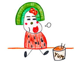 hand-drawing watermelon girl sticker #12300808