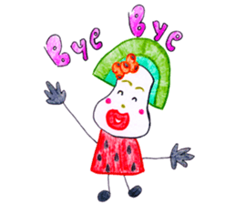 hand-drawing watermelon girl sticker #12300809