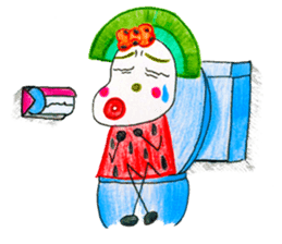 hand-drawing watermelon girl sticker #12300811