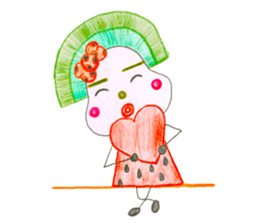hand-drawing watermelon girl sticker #12300815