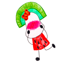 hand-drawing watermelon girl sticker #12300816