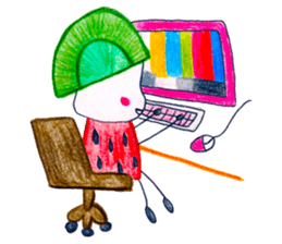 hand-drawing watermelon girl sticker #12300822