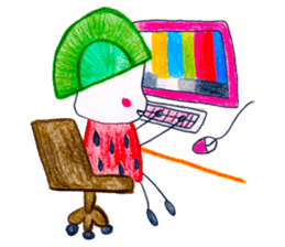 hand-drawing watermelon girl sticker #12300822