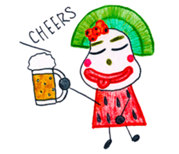 hand-drawing watermelon girl sticker #12300824