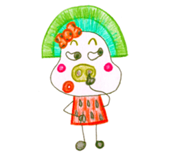 hand-drawing watermelon girl sticker #12300835