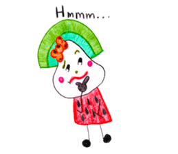 hand-drawing watermelon girl sticker #12300837