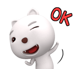 3D White Cat Shiro sticker #12301030