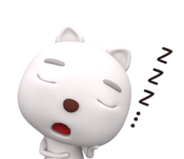 3D White Cat Shiro sticker #12301069