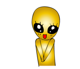 Gold aliens Sticker sticker #12311906