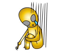 Gold aliens Sticker sticker #12311909