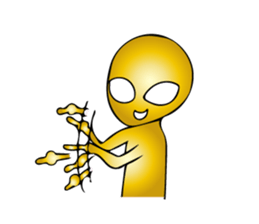 Gold aliens Sticker sticker #12311916