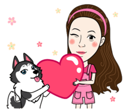 Kathy and her lovely dog sticker #12319056