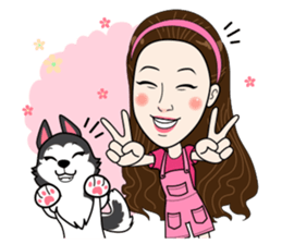 Kathy and her lovely dog sticker #12319070