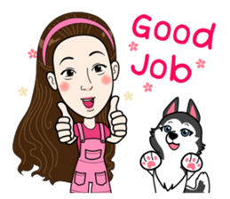 Kathy and her lovely dog sticker #12319074