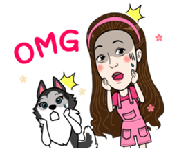 Kathy and her lovely dog sticker #12319075