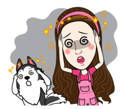 Kathy and her lovely dog sticker #12319079