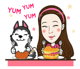 Kathy and her lovely dog sticker #12319085