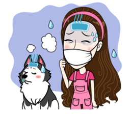 Kathy and her lovely dog sticker #12319086