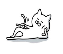 White soft cat sticker #12319386