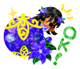 Sticker of purple flower girls sticker #12322814