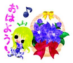 Sticker of purple flower girls sticker #12322818