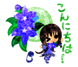 Sticker of purple flower girls sticker #12322819