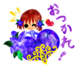 Sticker of purple flower girls sticker #12322822