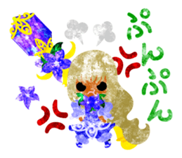 Sticker of purple flower girls sticker #12322829