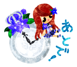 Sticker of purple flower girls sticker #12322840