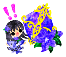 Sticker of purple flower girls sticker #12322843