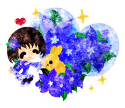 Sticker of purple flower girls sticker #12322846