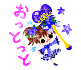 Sticker of purple flower girls sticker #12322848