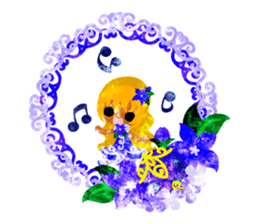 Sticker of purple flower girls sticker #12322853