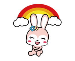 Rabbit retro animation sticker #12324284