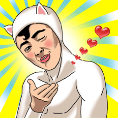 Special Sticker of White Cat Man ver1