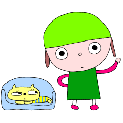 Medama-chan and yellow cat