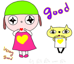 Medama-chan and yellow cat sticker #12342897