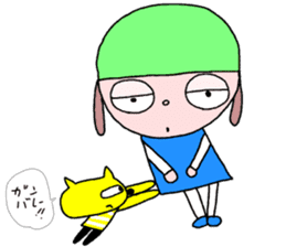 Medama-chan and yellow cat sticker #12342899