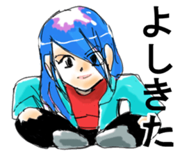 Girl of unrefined hair sticker #12344073