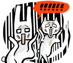 Funny cat and rabbit sticker #12365786
