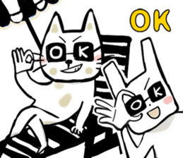 Funny cat and rabbit sticker #12365799