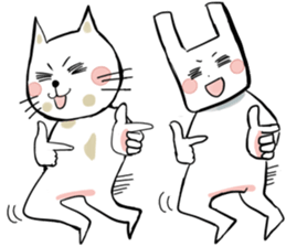 Funny cat and rabbit sticker #12365820