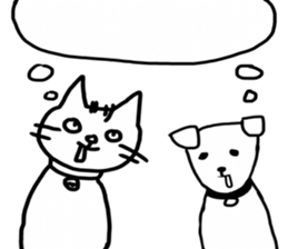 white cat and white dog sticker #12367308