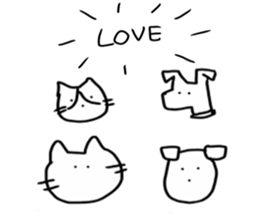 white cat and white dog sticker #12367337