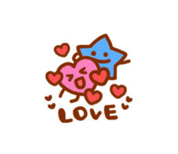 pink heart and blue star sticker #12370435