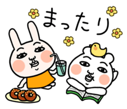 Daily life of white bear and rabbit 2 sticker #12380965